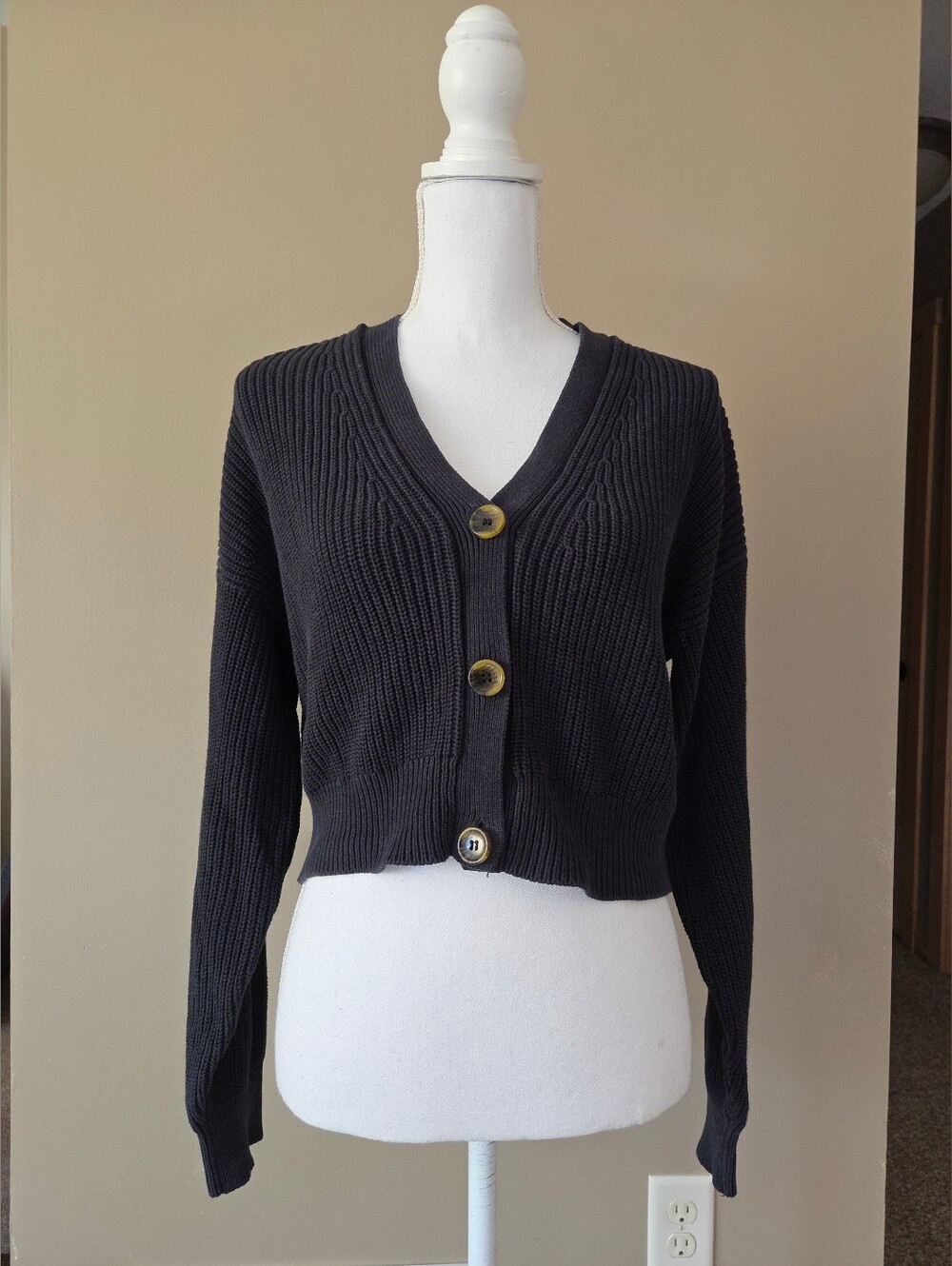 Urban Outfitters Black Kai Cropped Cardigan Sweater